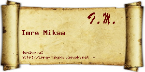 Imre Miksa névjegykártya